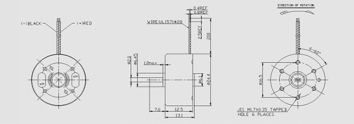 300七彩噴水音箱直流電機(jī)尺寸圖